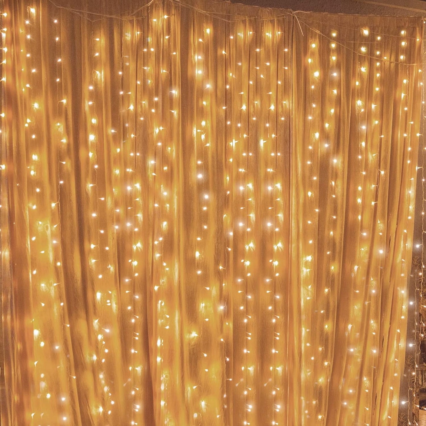 Metronic Fairy Lights 300LED Fairy Lights for Bedroom, 9.8 X 9.8ft Christmas Light Indoor Warm Curtain Lights Indoor, 8 Modes String Lights with Remote Led Lights for Bedroom