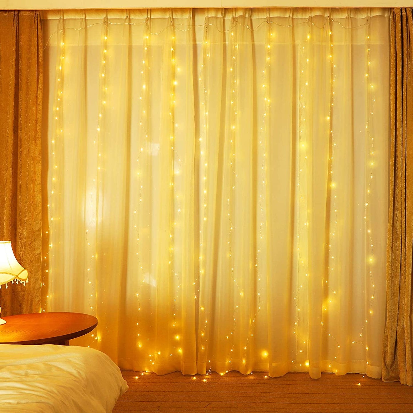 Metronic Fairy Lights 300LED Fairy Lights for Bedroom, 9.8 X 9.8ft Christmas Light Indoor Warm Curtain Lights Indoor, 8 Modes String Lights with Remote Led Lights for Bedroom