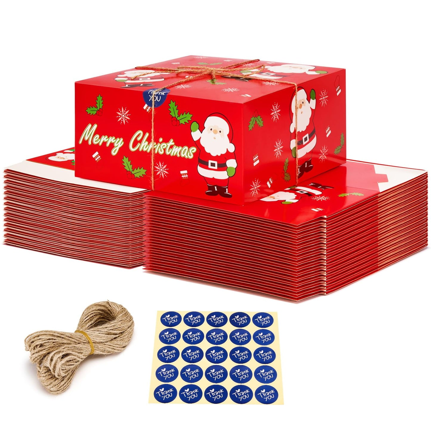 Facsco 15 Pack Christmas Gift Boxes with Lids for Presents, 8x8x4 Inch,Red